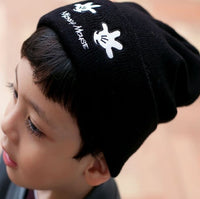 Korean version of children's knitted headgear boys and girls cartoon embroidery palm wool hat baby autumn and winter warm knit hat