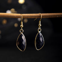 Natural Crystal Drop Earrings With Amethyst And Gold-plated Edges