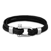 Stainless Steel Horseshoe Buckle Trendy Multi-layer Braided Leather Bracelet