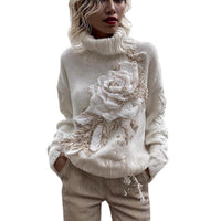 New European And American-style Womens Printed Turtleneck Sweater Hoodie
