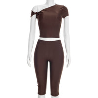 High-waisted Body-hugging Cropped Pants Set With A Top