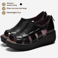 Womens Genuine Leather Wedge Sandals With A Thick Comfortable Sole