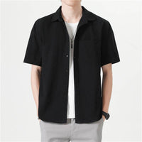 Cotton Short-sleeved Casual Solid Color Shirt Coat