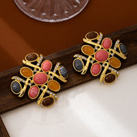Agate S925 Silver-Needle Court-Style Retro High-End Earrings