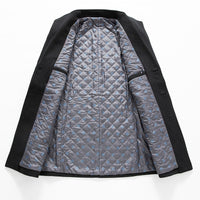 Stand-collar Cotton-lined Wrinkle-resistant Mid-length Wool Coat