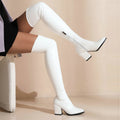 Over-the-knee Thick Heel High Heel Korean Style Slimming High Leg Boot Elastic Chunky Heel Pointed Thin