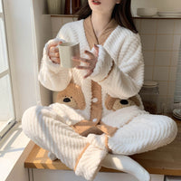 Winter Thickened Plus Size Keep Warm Coral Velvet Pajamas Women