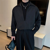 Handsome Man With Deep V-neck And Long Sleeve Shirt