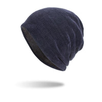 Winter men's plus velvet hat corduroy pullover hat knitted hat