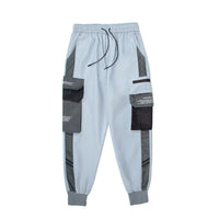 Men's trendy brand hip-hop hiphop trend multi-pocket color-block overalls