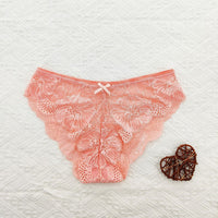 Lace-trimmed Low-rise Thong With Bow And Cutout Design For Women