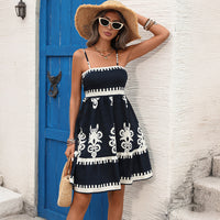 Ethnic Resort-Style Suspender Dress EuropeanAmerican Cross-Border Ruched Tube Top Short Skirt