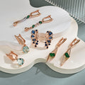 Womens Purple-Gold Plated Statement Earrings With Zircon Inlays