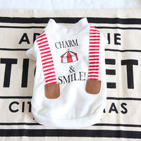 Striped Fake Suspenders Printed Sweater, Dog Clothes