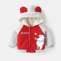 Baby Plus Fleece Hooded Jacket Autumn And Winter Clothes