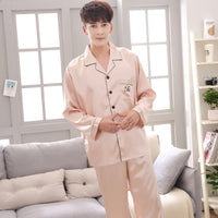 Couple pajamas women spring silk long-sleeved pajamas