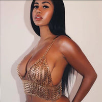 European And American Nightclub Exaggerated Metal Chest Chain Vest
