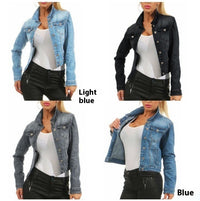 Women's Solid Color Slim-fit Jacket Denim Coat