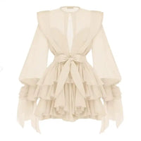 Women's Ruffled Lantern Sleeves Jumpsuit Skirt