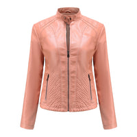 Simple European And American Trend Thin Coat Long Sleeve Motorcycle Jacket Women