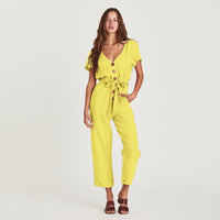 Single-breasted wild nine-point jumpsuit