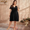 Ladies' Homewear Pajamas Short-sleeved V-neck Lace Pleated Nightdress