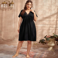 Ladies' Homewear Pajamas Short-sleeved V-neck Lace Pleated Nightdress