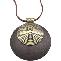 Womens Cotton And Linen Accessories, Simple Wooden Circle Alloy Long Necklace