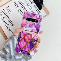 Marble splicing geometric electroplated mobile phone case