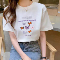 Summer New Fashion Slimming Loose White Short-sleeved T-shirt For Students Women