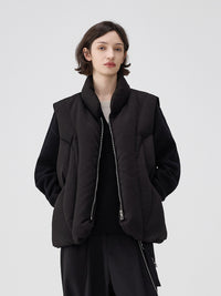 Asymmetrical Deconstructed Soft And Airy Stand-collar Sleeveless Vest