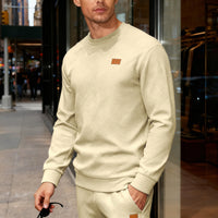 Simple Relaxed-fit Crew-neck Sweatshirt With A Textured Weave For Everyday Wear