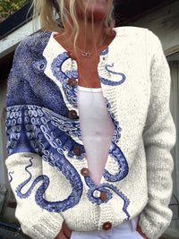 3D Digital Printing Cardigan Knitted Coat
