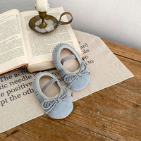 Spring Genuine Leather Baby Girl Shoes Big Bow Covered Fringe Non-slip Wear-resistant Soft Sole Shoes