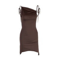 Irregularly Pleated Strap Cross-Neckline Dress