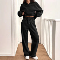 Womens Casual Warm Hooded Top And Pants Set