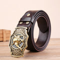 Cow Head Copper Buckle Belt Cowhide Smooth Buckle Belt