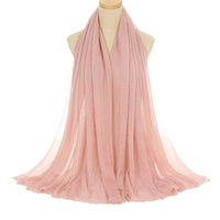 Pleated Viscose Yarn Monochrome Scarf Natural Wrinkled Cotton And Linen Burrs