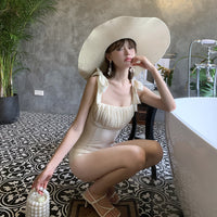 Summer Beach Bow Strap Triangle One Piece Swimsuit