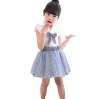 New Girls' Summer Suit Short-Sleeved Short Skirt Floral Two-Piece Suit