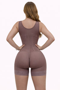 High Compression Shapewear With Front Zipper And Mid-Thigh