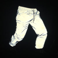 Double-layer Elastic Waist Lace-up Reflective Trousers For Night Running