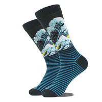 Men's Cartoon Animal Retro Oil Painting Mid-calf Socks