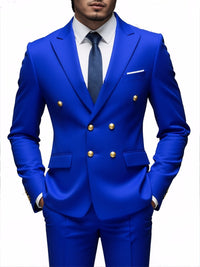 Business Non-Iron Two-Piece Suit With Double-Breasted Gold Buttons