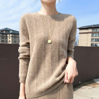 Pure Wool Round Neck Sweater Women's Hollow Top