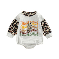 Boys Romper Leopard Patchwork Print Long Sleeve Crew Neck