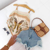 Women's Casual Bohemian-Style Printed Asymmetrical Hem Camisole