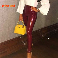 Mirror leather pants casual pants