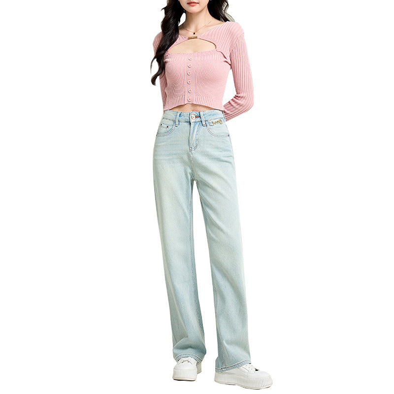 Straight Wide Leg Jeans Women's Slimming Loose Drooping