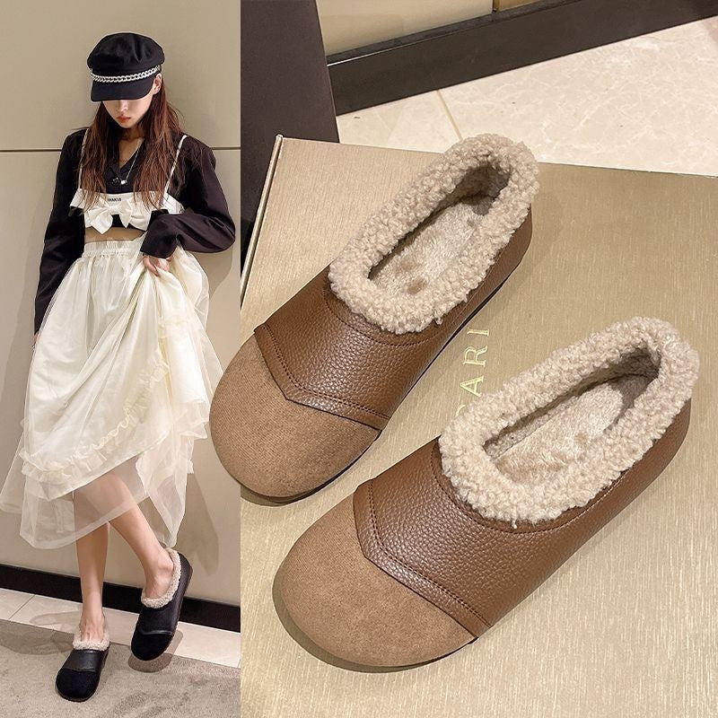 Beef Tendon Soft-sole Cotton Shoes Female Fleece Lined Comfortable